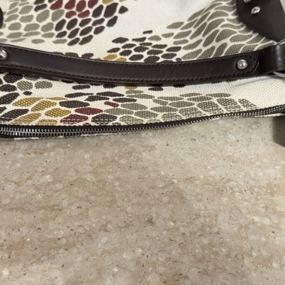 FURLA Beige and Tan Canvas and Leather Gold Studded Shoulder Bag *Very Very Rare - Picture 13 of 16